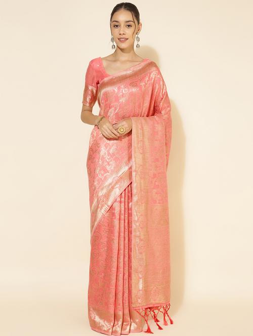 women self design chanderi saree with blouse - 21678674 - Very Small Image - 1