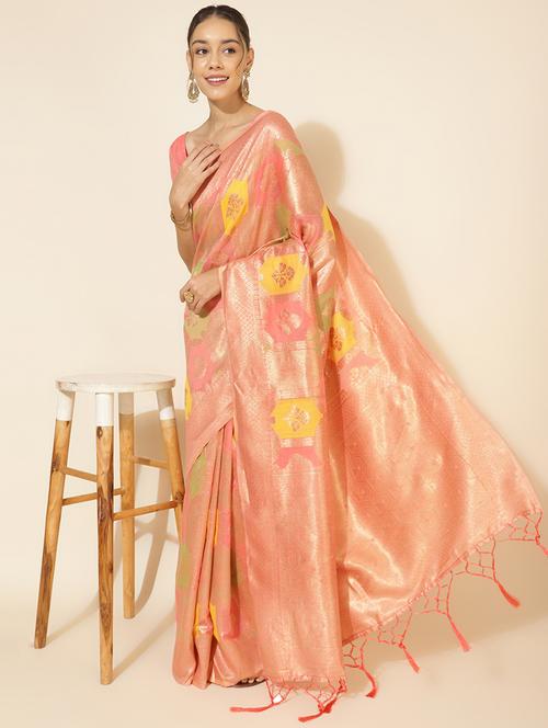women self design chanderi saree with blouse - 21678681 - Very Small Image - 1