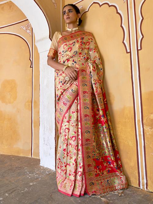 women self design chanderi saree with blouse - 21678727 - Very Small Image - 1