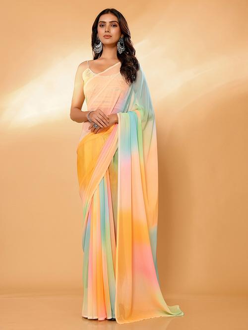 Women Tie & Dye Printed Saree With Blouse - 21678831 - Very Small Image - 1