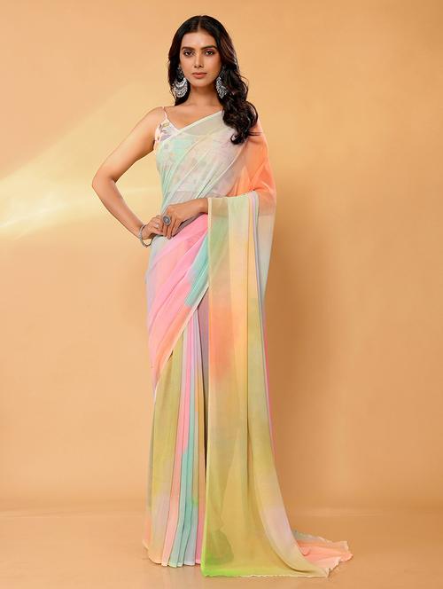 women tie & dye printed saree with blouse - 21678833 - Very Small Image - 1