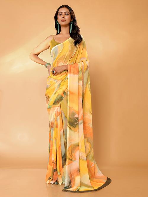 women tie & dye printed saree with blouse - 21678840 - Very Small Image - 1