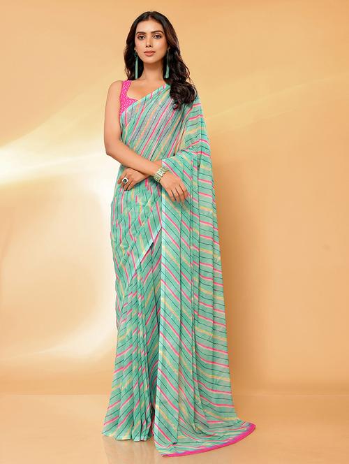women lehriya printed saree with blouse - 21678843 - Very Small Image - 1