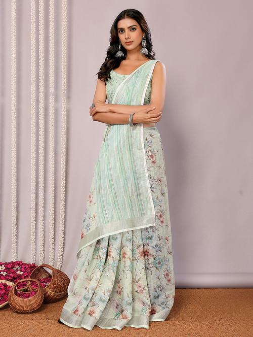 women floral printed saree with blouse - 21678851 - Very Small Image - 1