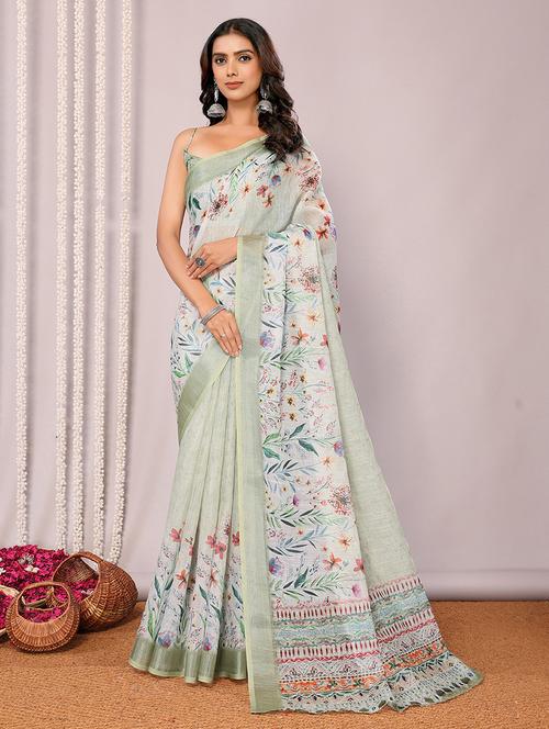 women floral printed saree with blouse - 21678852 - Very Small Image - 1