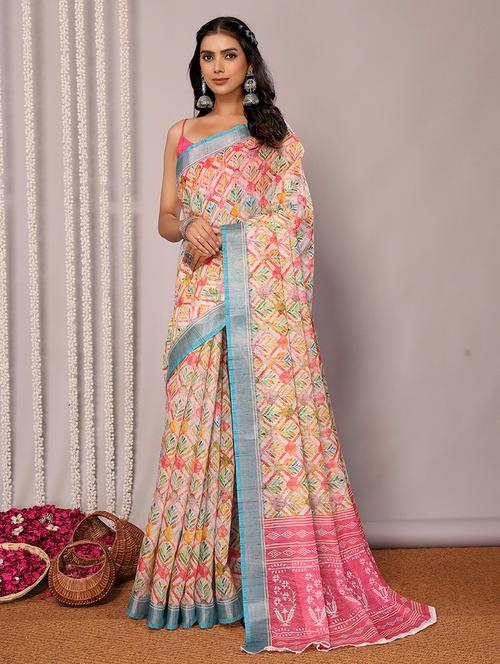 women printed saree with blouse - 21678879 - Very Small Image - 1