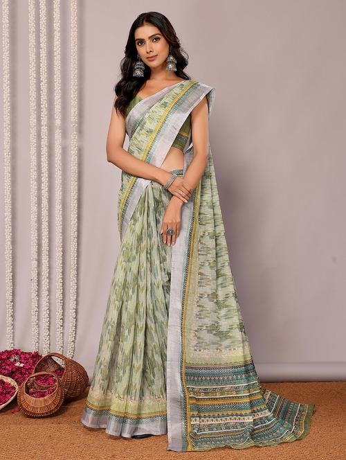 women neo mint printed saree with blouse - 21678882 - Very Small Image - 1
