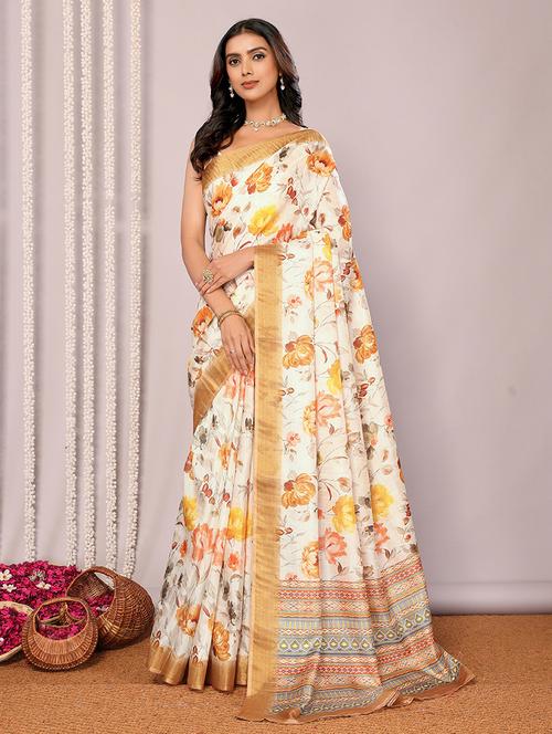 women floral printed saree with blouse - 21678902 - Very Small Image - 1