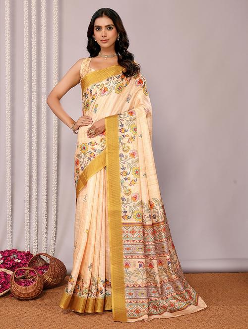 women floral printed saree with blouse - 21678912 - Very Small Image - 1