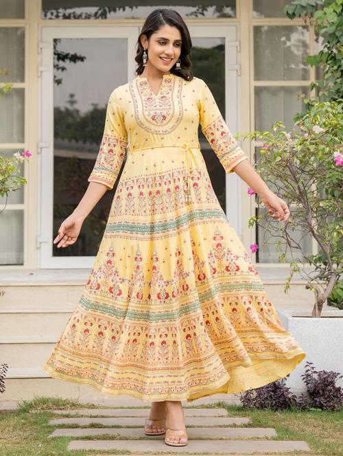 women floral mandarin neck fit & flare dress - 21679183 - Very Small Image - 1