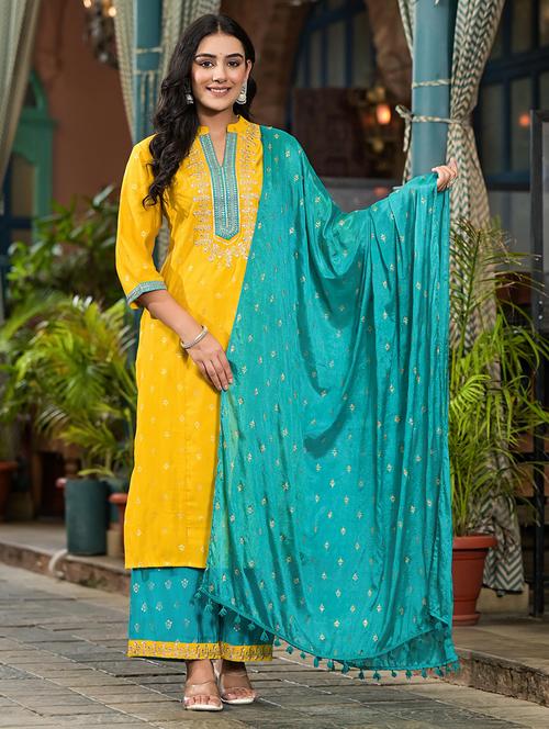 women embroidered kurta palazzo set with dupatta - 21679253 - Very Small Image - 1