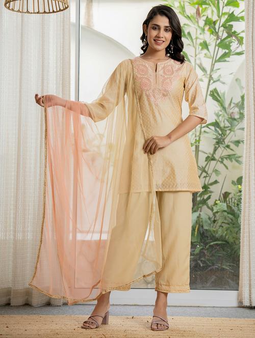 women self design kurta pant set with dupatta - 21679278 - Very Small Image - 1