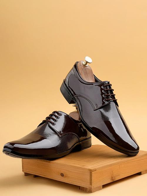 men brown high shine lace-up derby - 21680239 - Very Small Image - 1