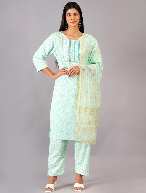 women three quarter sleeve kurta pant with dupatta set - 21680445 - Very Small Image - 1