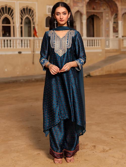 women embroidered kurta palazzo set with dupatta - 21680481 - Very Small Image - 1