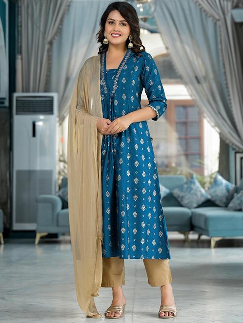 women self design kurta pant set with dupatta - 21680485 - Very Small Image - 1