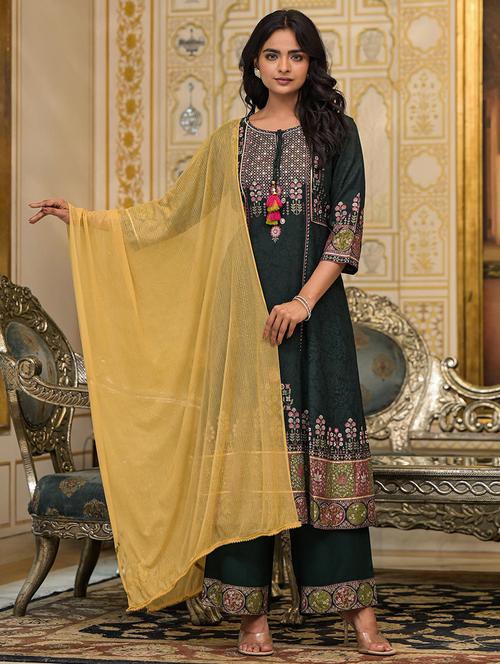 women flora kurta palazzos set with dupatta - 21680492 - Very Small Image - 1