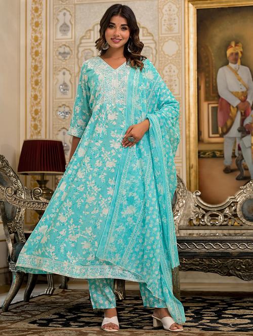 women floral kurta pant set with dupatta - 21680504 - Very Small Image - 1