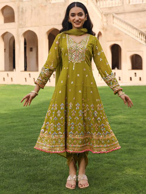 women embroidered dhoti kurta set with dupatta - 21680519 - Very Small Image - 1