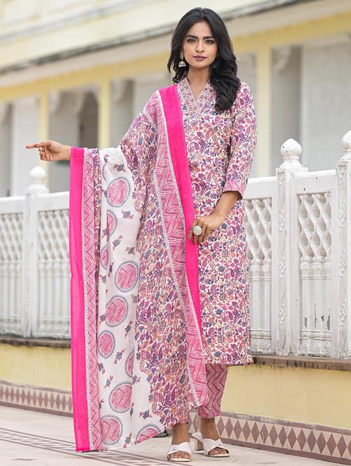 women printed kurta pant set with dupatta - 21680550 - Very Small Image - 1