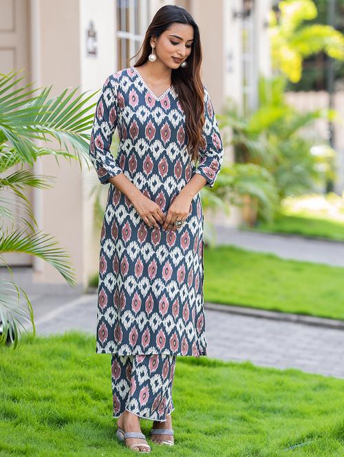 women grey kurta pant set - 21680606 - Very Small Image - 1