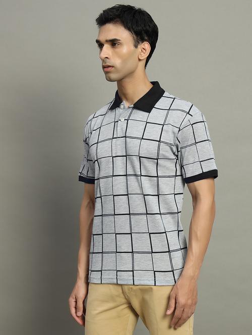 men short sleeves checkered polo t-shirt - 21680616 - Very Small Image - 1