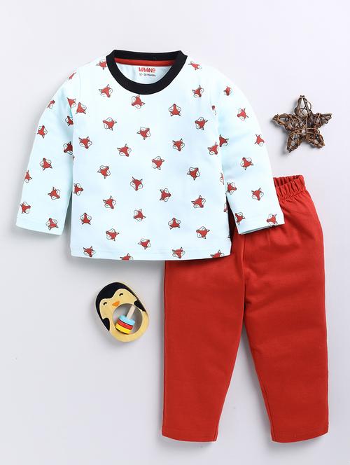 kids printed winter wear full length twin set - 21680624 - Very Small Image - 1