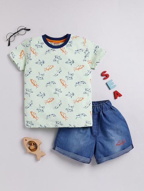 kids printed cotton shorts twin set - 21680635 - Very Small Image - 1