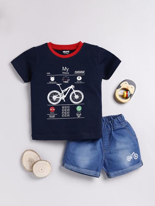 kids printed cotton shorts twin set - 21680636 - Very Small Image - 1
