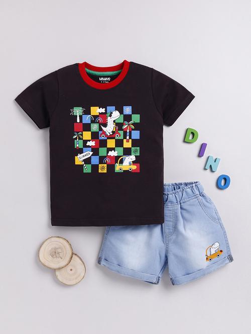 kids printed cotton shorts twin set - 21680637 - Very Small Image - 1