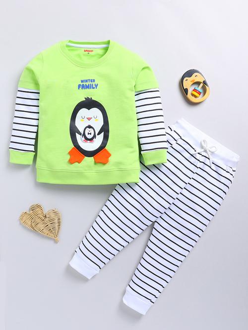 kids printed winter wear full length twin set - 21680663 - Very Small Image - 1