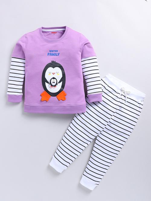 kids printed winter wear full length twin set - 21680664 - Very Small Image - 1