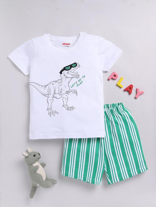 kids printed cotton shorts twin set - 21680686 - Very Small Image - 1