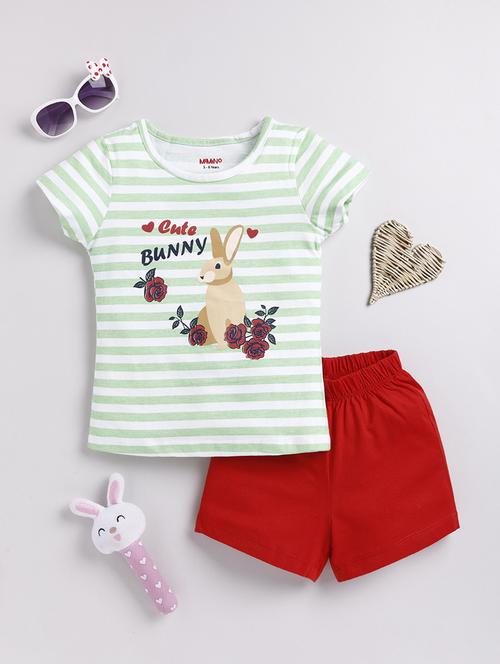 kids printed cotton shorts twin set - 21680734 - Very Small Image - 1