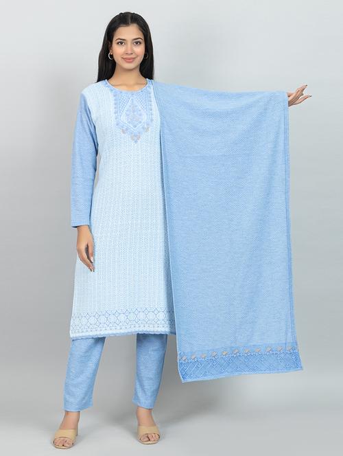 women self design long sleeve suit set - 21680903 - Very Small Image - 1