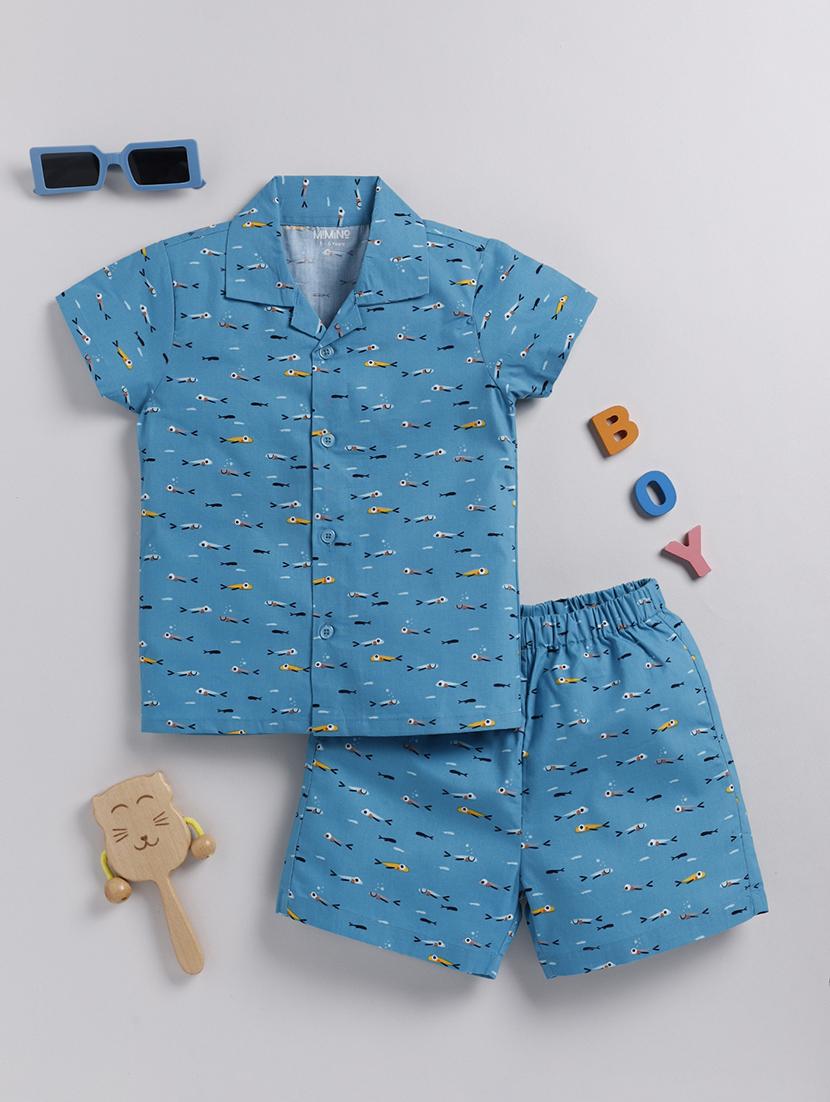 boys shirt & shorts casual wear twin set - 21680948 - Standard Image - 0