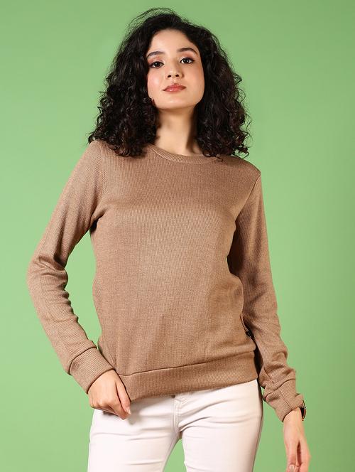 women solid long sleeve pullover - 21681095 - Very Small Image - 1