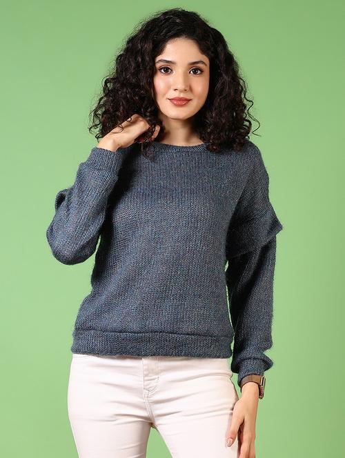 women solid long sleeve pullover - 21681099 - Very Small Image - 1