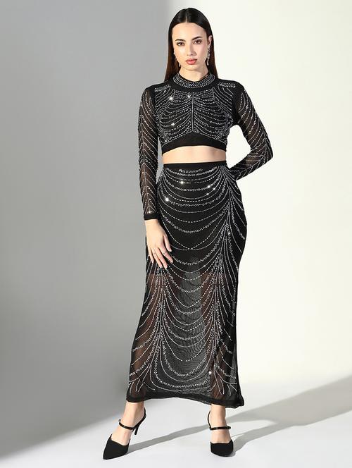 women embellished top and skirt co-ord set - 21682000 - Very Small Image - 1