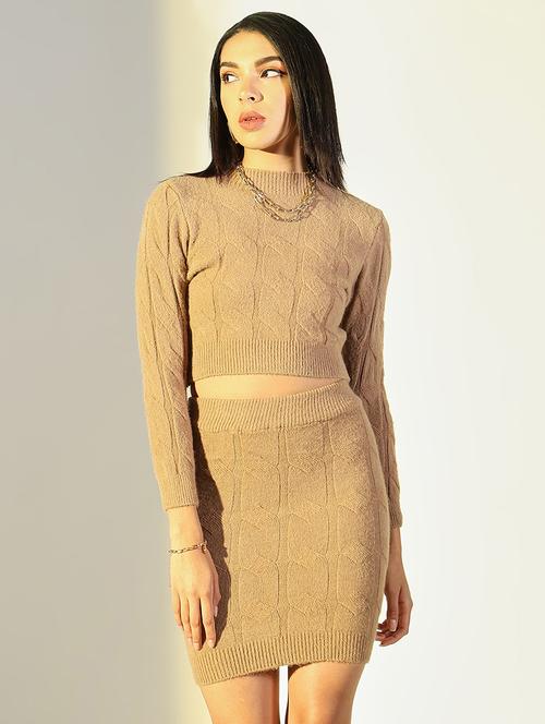 women solid top and skirt co-ord set - 21682001 - Very Small Image - 1