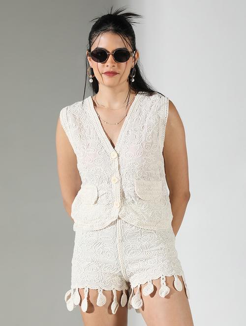 women embroidered top and shorts co-ord set - 21682019 - Very Small Image - 1