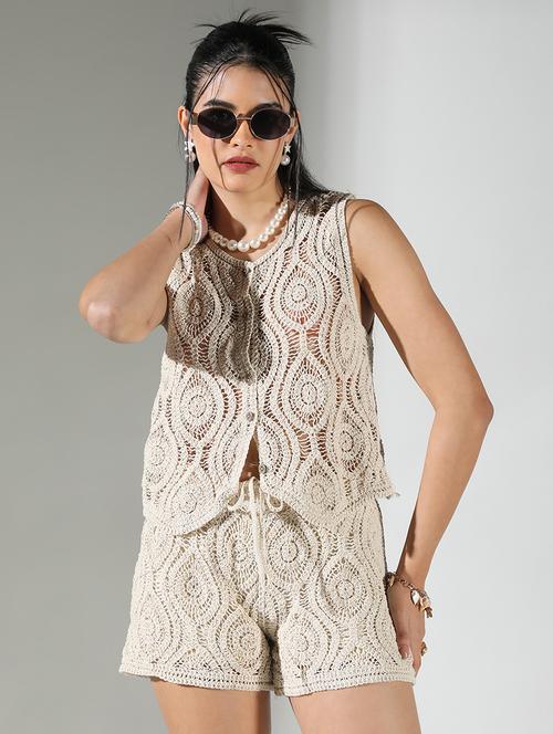 women solid top and shorts co-ord set - 21682021 - Very Small Image - 1
