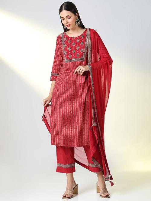 women printed kurta pant set with dupatta - 21682182 - Very Small Image - 1