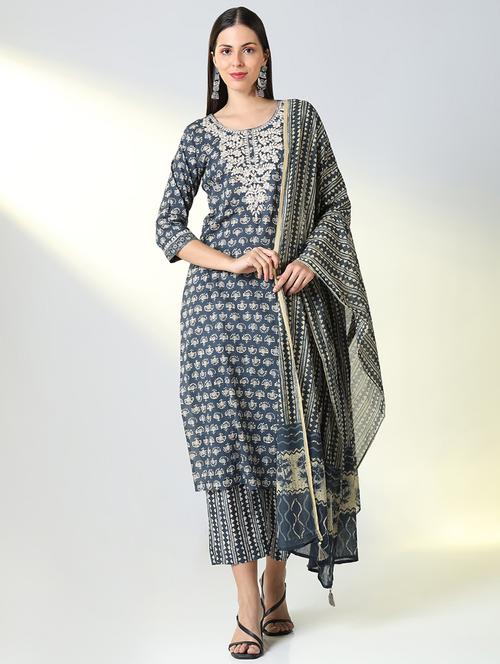 women printed kurta pant set with dupatta - 21682193 - Very Small Image - 1