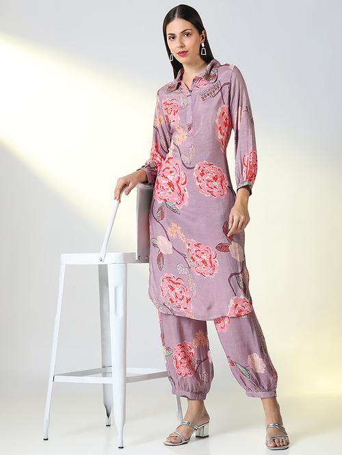 women floral printed long sleeve kurta salwar set - 21682198 - Very Small Image - 1