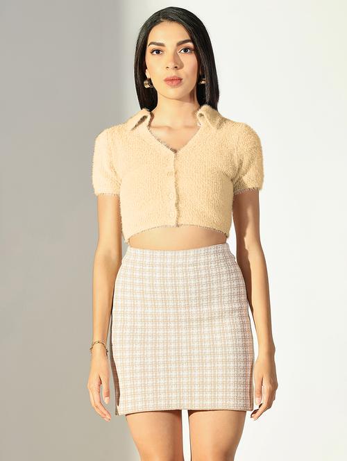 women solid short sleeves crop top - 21682235 - Very Small Image - 1