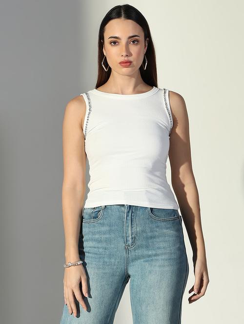 women white solid sleeveless top - 21682252 - Very Small Image - 1