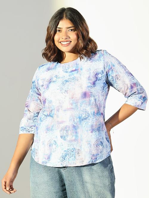 women plus size printed three quarter sleeves top - 21682294 - Very Small Image - 1