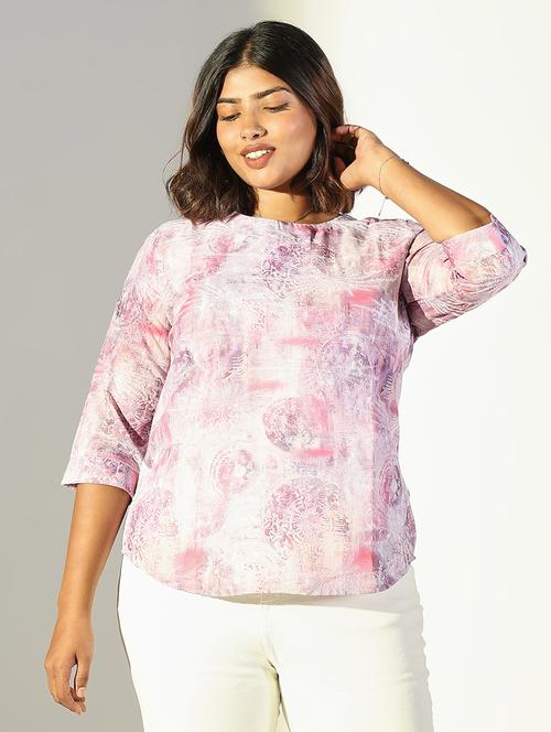 women plus size printed three quarter sleeves top - 21682295 - Very Small Image - 1