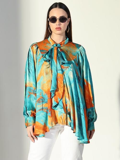women printed puff sleeve top - 21682296 - Very Small Image - 1